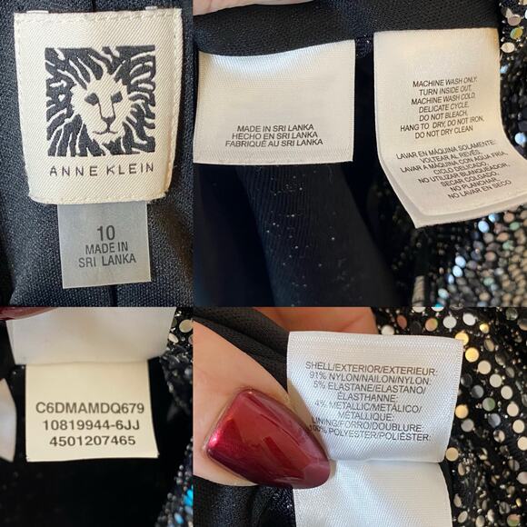 Anne Klein Sequin Ruched Sheath Dress Silver Cap Sleeve size 10 - Picture 6 of 7